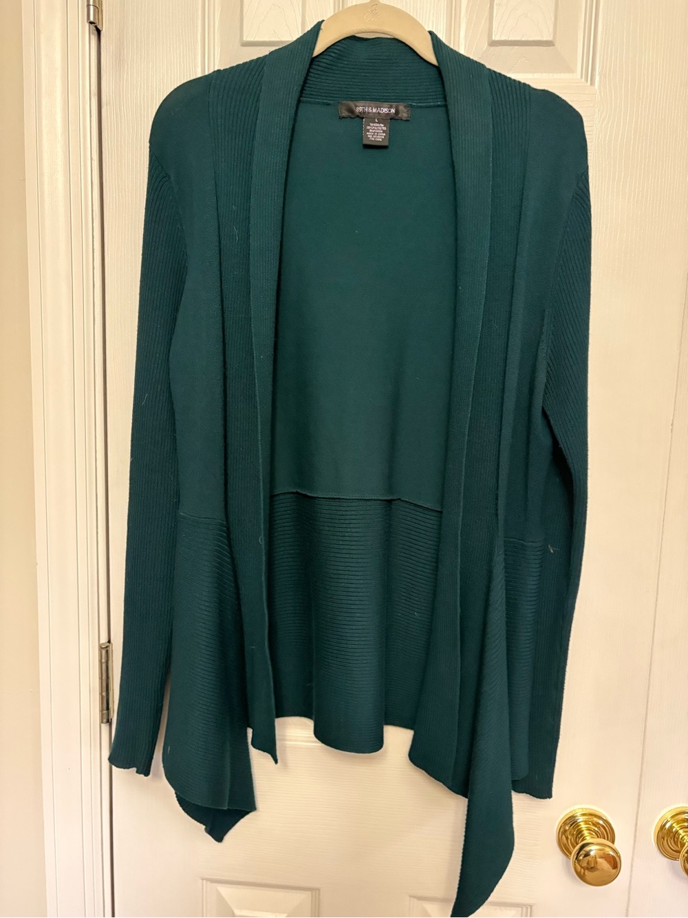 Teal asymmetrical high low cardigan sweater